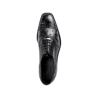 Men Belvedere Black Shoes Onesto 2 Genuine Ostrich Crocodile Leather Lace 1419 - J.Valintin Men's Wear Legend - 1419 black_8.5