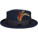 Men BENTLY HEADWEAR Hat Australian Lite Wool Crushable Pork Pie Jazz MD402 Navy - J.Valintin Men's Wear Legend - 98082