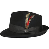 Men BENTLY HEADWEAR Hat Australian Wool Pinch Front Fedora Hudson HU420 Black - J.Valintin Men's Wear Legend - 17859