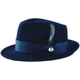 Men BENTLY HEADWEAR Hat Australian Wool Pinch Front Fedora Hudson HU422 Navy - J.Valintin Men's Wear Legend - Hu422 - Navy - S