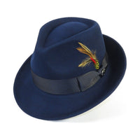 Men BENTLY HEADWEAR Hat Australian Wool Pinch Front Fedora Hudson HU422 Navy - J.Valintin Men's Wear Legend - Hu422 - Navy - S