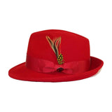 Men BENTLY HEADWEAR Hat Australian Wool Pinch Front Fedora HUDSON HU426 Red - J.Valintin Men's Wear Legend - 3334