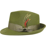 Men BENTLY HEADWEAR Hat Australian Wool Pinch Front Fedora Lite HU424 Olive - J.Valintin Men's Wear Legend - 20031