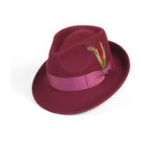 Men BENTLY HEADWEAR Hat Australian Wool Pinch Front Fedora Lite HU425 Burgundy - J.Valintin Men's Wear Legend - 24092