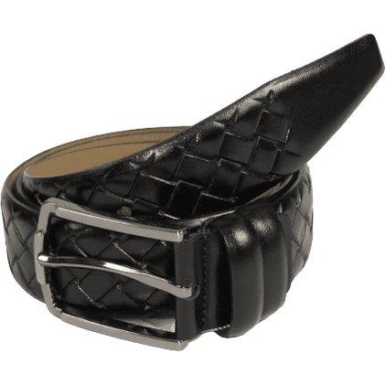 Men Black Genuine Leather Belt PIERO ROSSI Turkey Soft Full Grain #Black Woven - J.Valintin Men's Wear Legend - 97316