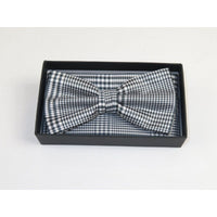 Men Bow Tie Hankie Formal Tuxedo, Business Suit #BT43 Black White Hounds tooth - J.Valintin Men's Wear Legend - 95516