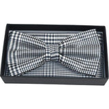 Men Bow Tie Hankie Formal Tuxedo, Business Suit #BT43 Black White Hounds tooth - J.Valintin Men's Wear Legend - 95516