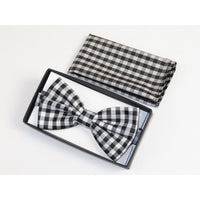 Men Bow Tie Hankie J.Valintin Formal Tuxedo, Business #BT9 Black White Checker - J.Valintin Men's Wear Legend - 92511