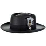 Men Bruno Capelo Braid Straw Style Spring Hat Wide Brim GAMBLER GAMS200 Black - J.Valintin Men's Wear Legend - Gams200 - Black - S