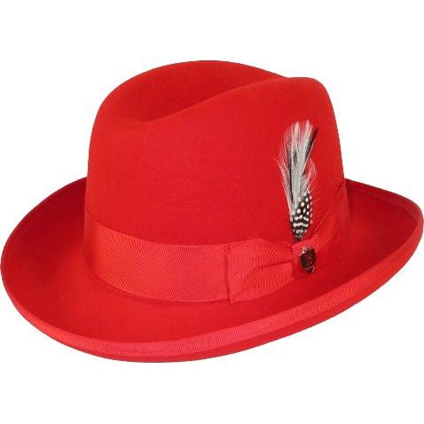 Men Bruno Capelo Dress Formal Hat Australian Wool Homburg Godfather GF105 Red - J.Valintin Men's Wear Legend - Gf105 - Red - S