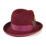 Men Bruno Capelo Dress Hat Australian Wool Homburg Godfather GF104 Burgundy - J.Valintin Men's Wear Legend - 19610