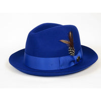 Men Bruno Capelo Fedora Hat Wool 100% Fine Australian Wool Marco MC924 Royal - J.Valintin Men's Wear Legend - MA924 - Royal - S