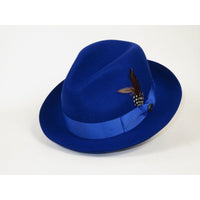 Men Bruno Capelo Fedora Hat Wool 100% Fine Australian Wool Marco MC924 Royal - J.Valintin Men's Wear Legend - MA924 - Royal - S