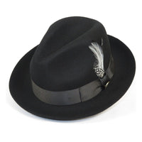 Men Bruno Capelo Fedora Hat Wool 100% Fine Australian Wool Marco MC940 Black - J.Valintin Men's Wear Legend - MC940 - Black - S