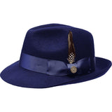 Men Bruno Capelo Fedora Hat Wool 100% Fine Australian Wool Marco MC941 Navy - J.Valintin Men's Wear Legend - MC941 - Navy - S