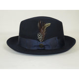 Men Bruno Capelo Fedora Hat Wool 100% Fine Australian Wool Marco MC941 Navy - J.Valintin Men's Wear Legend - MC941 - Navy - S