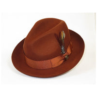 Men Bruno Capelo Fedora Hat Wool 100% Fine Australian Wool Marco MC943 Brandy - J.Valintin Men's Wear Legend - MC943 - Brandy - S