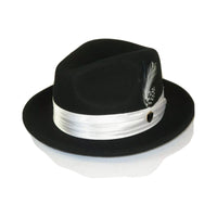 Men Bruno Capelo Hat Australian Wool Crushable Fedora Giovani Black White UN122 - J.Valintin Men's Wear Legend - 3343