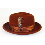 Men Bruno Capelo Hat Australian Wool Crushable Fedora Giovani UN114 Brandy Brown - J.Valintin Men's Wear Legend - un114 - brandy - S