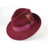 Men Bruno Capelo Hat Australian Wool Fedora Untouchable EXECUTIVE EX324 Burgundy - J.Valintin Men's Wear Legend - 16285