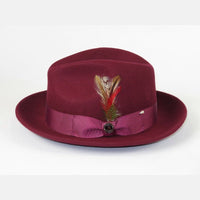 Men Bruno Capelo Hat Australian Wool Fedora Untouchable EXECUTIVE EX324 Burgundy - J.Valintin Men's Wear Legend - 16285