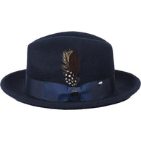 Men Bruno Capelo Hat Australian Wool Fur Look Fedora Beaver BV731 Navy - J.Valintin Men's Wear Legend - BV731 - Navy - S