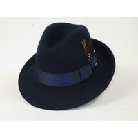 Men Bruno Capelo Hat Australian Wool Fur Look Fedora Beaver BV731 Navy - J.Valintin Men's Wear Legend - BV731 - Navy - S