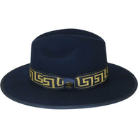 Men Bruno Capelo Hat Australian Wool Pinch Front Fedora Wesley WE974 Navy Gold - J.Valintin Men's Wear Legend - 3351