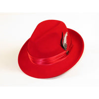 Men Bruno Capelo Hat Australian Wool soft Crushable Fedora Giovani Un105 Red - J.Valintin Men's Wear Legend - UN105 - Red - S