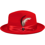 Men Bruno Capelo Hat Australian Wool soft Crushable Fedora Giovani Un105 Red - J.Valintin Men's Wear Legend - UN105 - Red - S