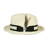 Men Bruno Capelo Hat Australian Wool Soft Fedora ZANE ZA405 Ivory Black Band - J.Valintin Men's Wear Legend - 3329