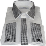 Men CEREMONIA Formal Shirt Rhinestone 100% Cotton Turkey #stn 13 tsb white Fancy - J.Valintin Men's Wear Legend - 97075