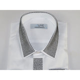 Men CEREMONIA Formal Shirt Rhinestone 100% Cotton Turkey #stn 13 tsb white Fancy - J.Valintin Men's Wear Legend - 97075