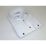 Men CEREMONIA Tuxedo Shirt Rhinestone Cotton Turkey #Milano 13 White Wing Tip - J.Valintin Men's Wear Legend - 101151