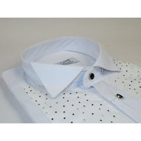 Men CEREMONIA Tuxedo Shirt Rhinestone Cotton Turkey #Milano 13 White Wing Tip - J.Valintin Men's Wear Legend - 101151