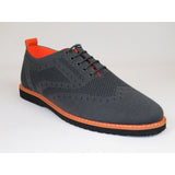 Men Comfort Casual Knit Fabric Wingtip Lace Sneaker Shoes #FRESHORT Gray - J.Valintin Men's Wear Legend - 100928