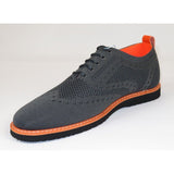 Men Comfort Casual Knit Fabric Wingtip Lace Sneaker Shoes #FRESHORT Gray - J.Valintin Men's Wear Legend - 100928