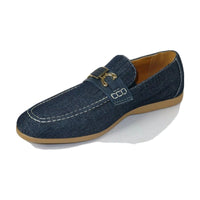 men Comfort Shoes AC CASUALS Upper Slip On Linen Fabric Texture 6816 Denim Blue - J.Valintin Men's Wear Legend - 14940