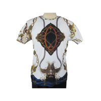 Men Crew T Shirt Makrom Turkey Medallion Chain Floral European 1217 - 420 White - J.Valintin Men's Wear Legend - 12513