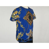 Men Crew T Shirt Makrom Turkey Medallion Chain Floral European 1217 - 421 Blue new - J.Valintin Men's Wear Legend - 12507