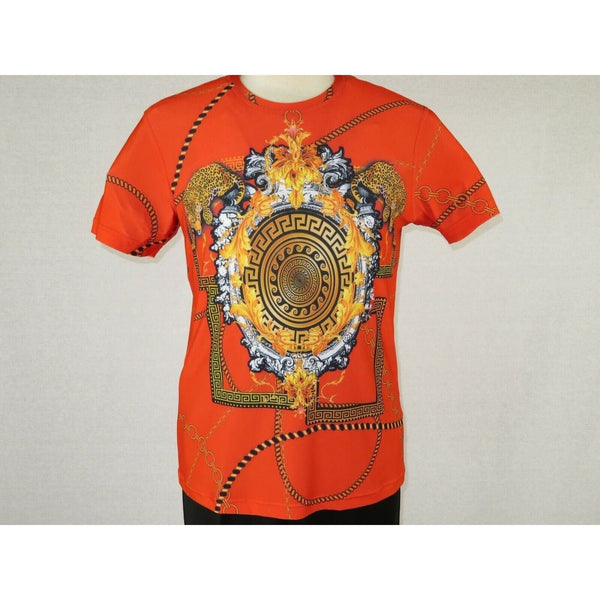 Men Crew T Shirt Makrom Turkey Medallion medusa Lion Floral 1231 - 426 red Gold - J.Valintin Men's Wear Legend - 12502