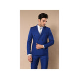 Men Double Breasted Suit WESSI by J.VALINTIN Extra Slim Fit JV5 Royal Blue New - J.Valintin Men's Wear Legend - 16536