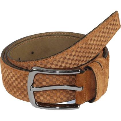 Men Genuine Basket weave Suede Soft Leather Belt PIERO ROSSI Turkey #1002 Cognac - J.Valintin Men's Wear Legend - 97254