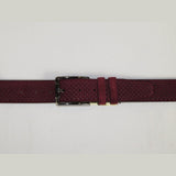 Men Genuine Basket weave Suede Soft Leather Belt PIERO ROSSI Turkey #1002 Wine - J.Valintin Men's Wear Legend - 97285