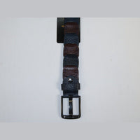 Men Genuine Leather Belt PIERO ROSSI Turkey Croc print Hand Stitch 69 Brown navy - J.Valintin Men's Wear Legend - 97491