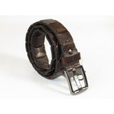 Men Genuine Leather Belt PIERO ROSSI Turkey Crocodile print Hand Stitch 69 Brown - J.Valintin Men's Wear Legend - 97479