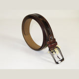 Men Genuine Leather Belt PIERO ROSSI Turkey Crocodile print Stitched 3071 Brown - J.Valintin Men's Wear Legend - 97407