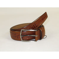 Men Genuine Leather Belt PIERO ROSSI Turkey Crocodile print Stitched 3071 Cognac - J.Valintin Men's Wear Legend - 97413