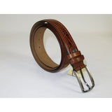 Men Genuine Leather Belt PIERO ROSSI Turkey Crocodile print Stitched 3071 Cognac - J.Valintin Men's Wear Legend - 97413