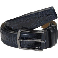 Men Genuine Leather Belt PIERO ROSSI Turkey Crocodile print Stitched 3071 Navy - J.Valintin Men's Wear Legend - 97419